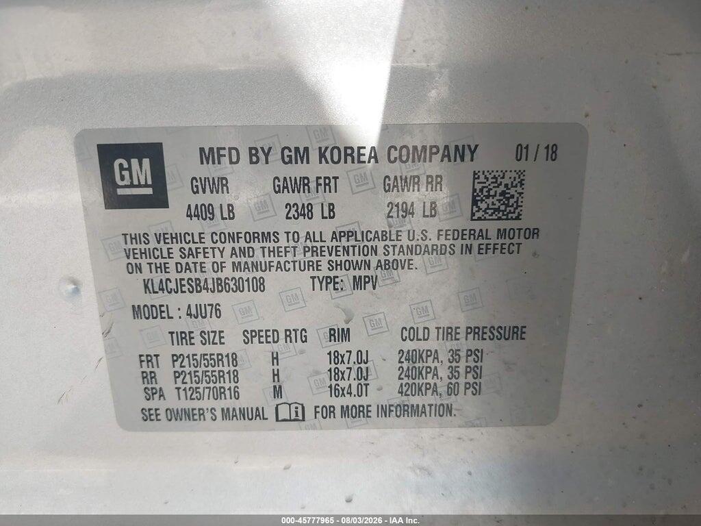 KL4CJESB4JB630108 2018 BUICK ENCORE photo no. 9