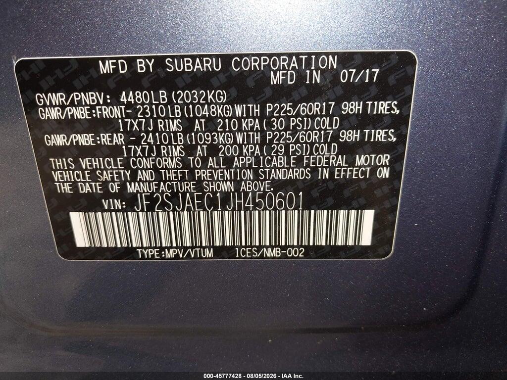 JF2SJAEC1JH450601 2018 SUBARU FORESTER photo no. 9