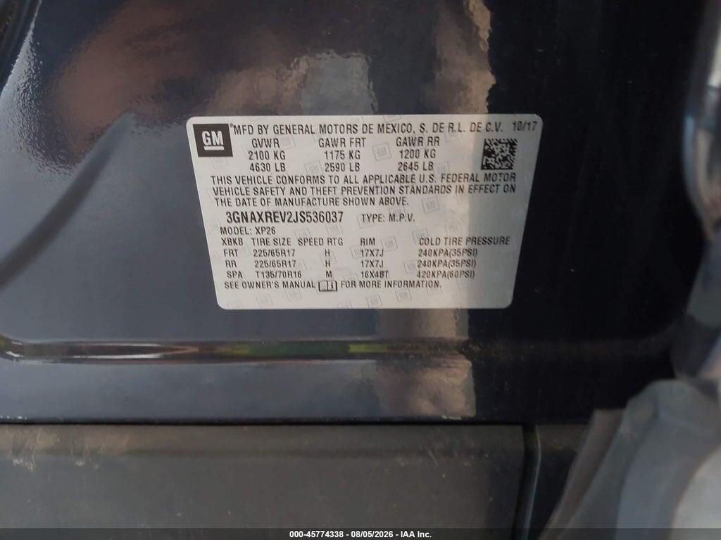 3GNAXREV2JS536037 2018 CHEVROLET EQUINOX photo no. 9