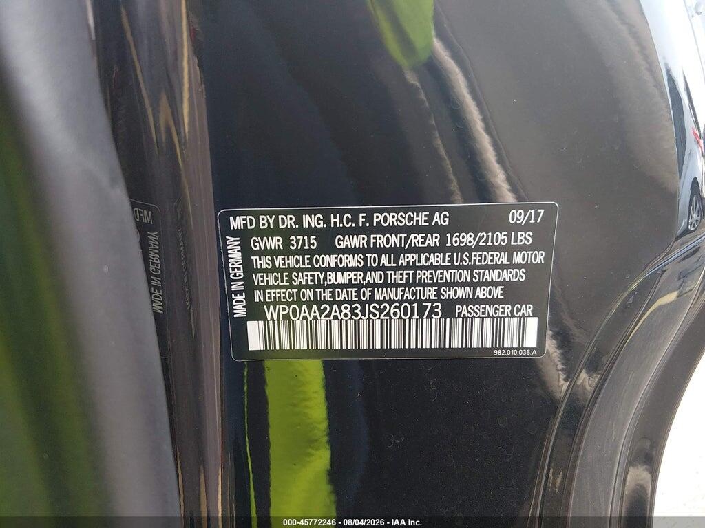 WP0AA2A83JS260173 2018 PORSCHE 718 CAYMAN photo no. 9