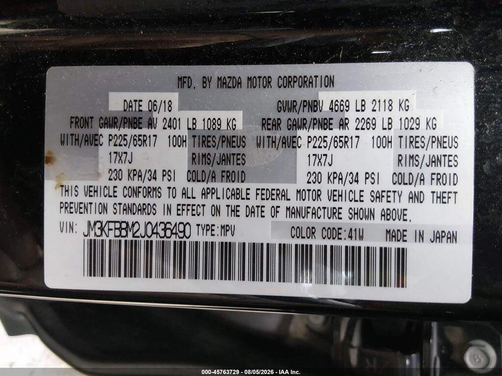 JM3KFBBM2J0436490 2018 MAZDA CX-5 photo no. 9