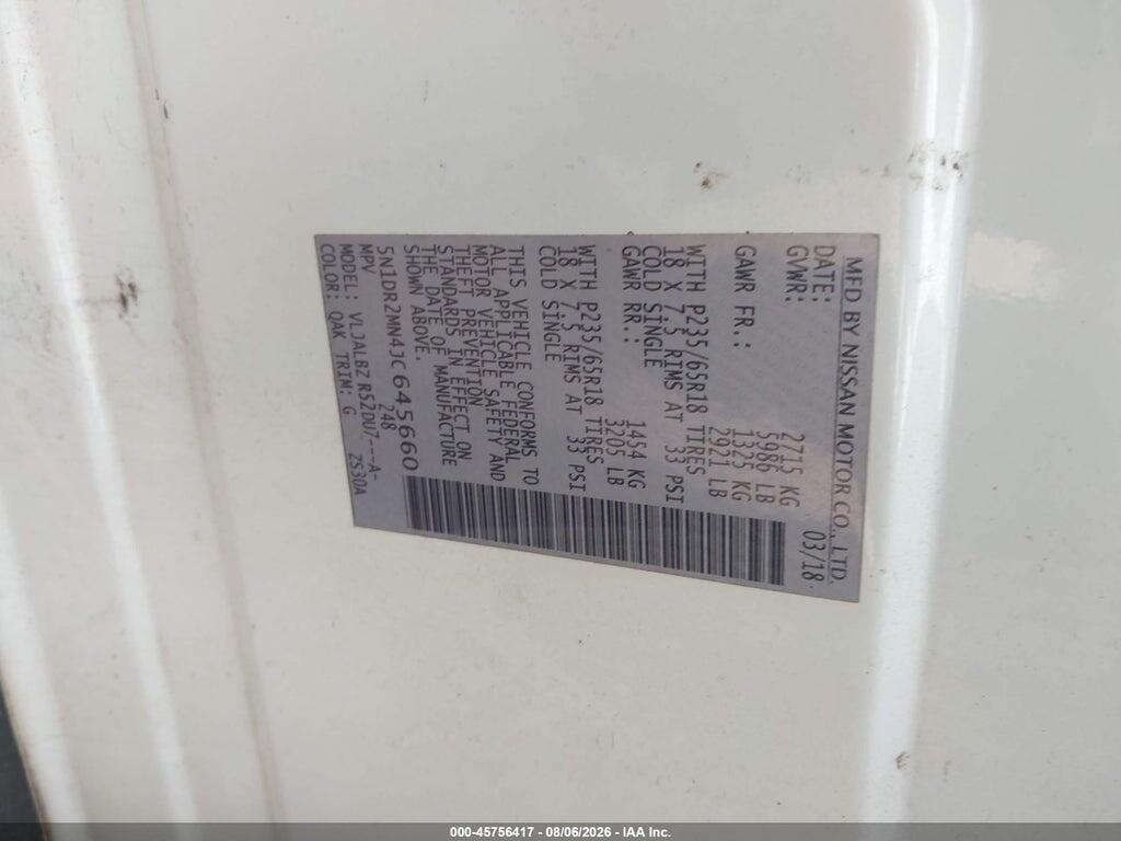 5N1DR2MN4JC645660 2018 NISSAN PATHFINDER photo no. 9