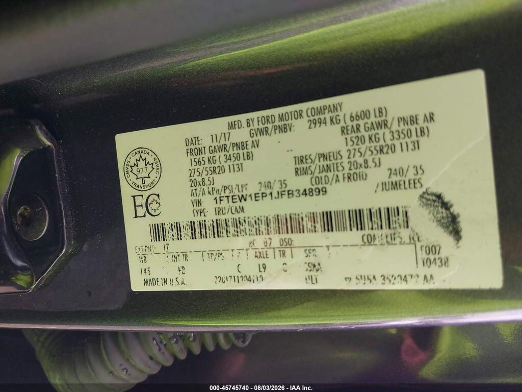 1FTEW1EP1JFB34899 2018 FORD F-150 photo no. 9