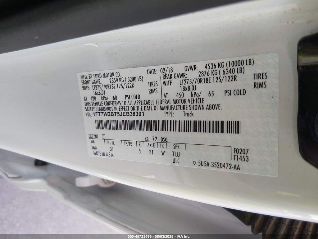 1FT7W2BT5JEB38301 2018 FORD F-250 photo no. 9
