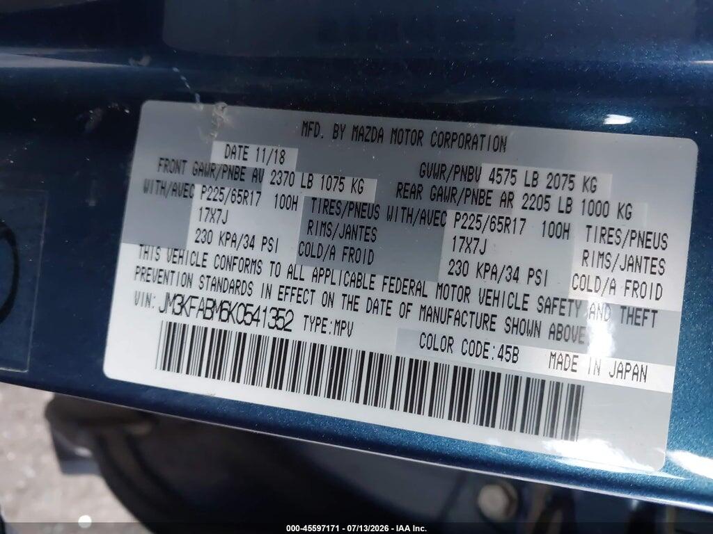 JM3KFABM6K0541352 2019 MAZDA CX-5 photo no. 9