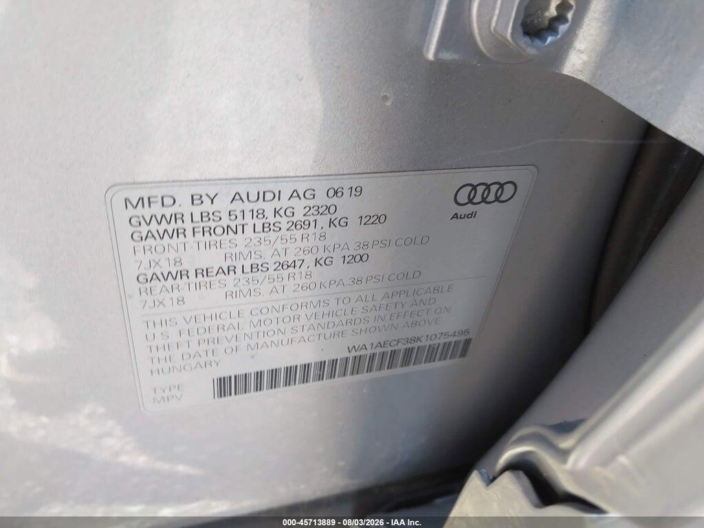 WA1AECF38K1075495 2019 AUDI Q3 photo no. 9
