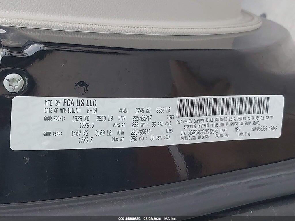 2C4RDGCG7KR717579 2019 DODGE GRAND CARAVAN photo no. 9