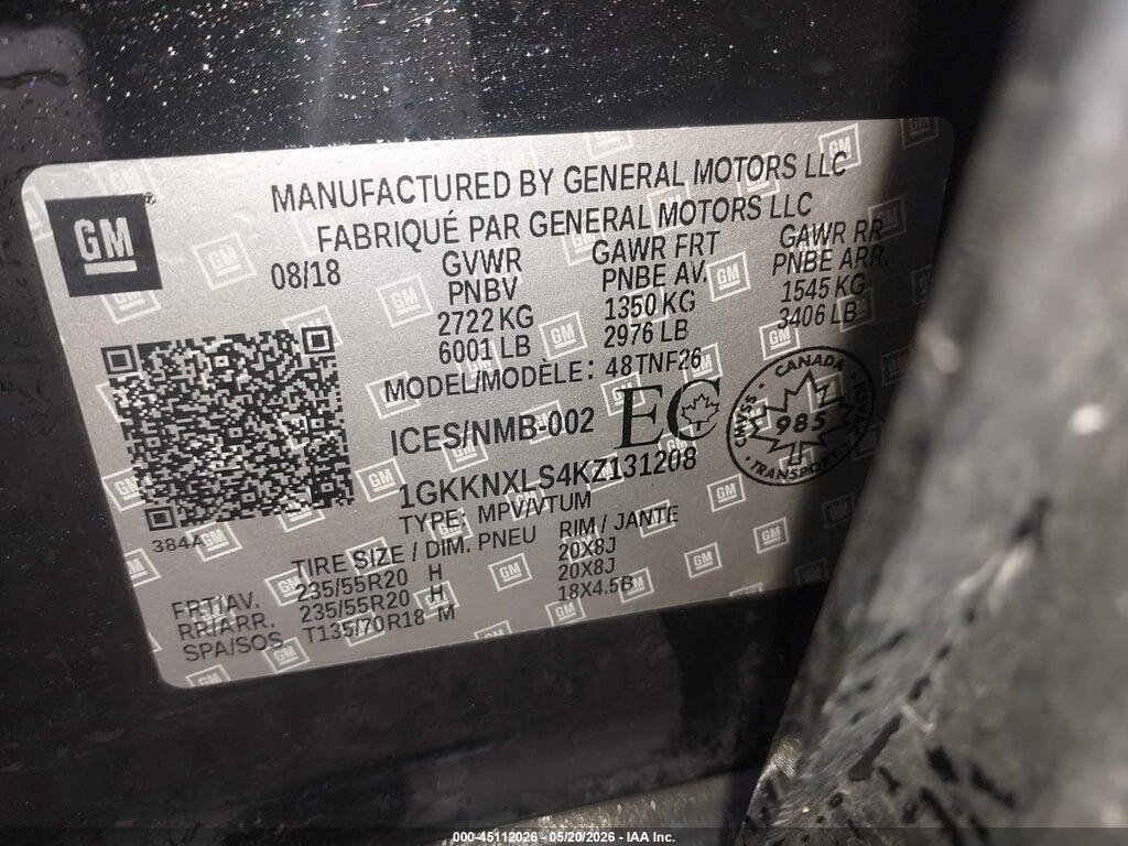 1GKKNXLS4KZ131208 2019 GMC ACADIA photo no. 9