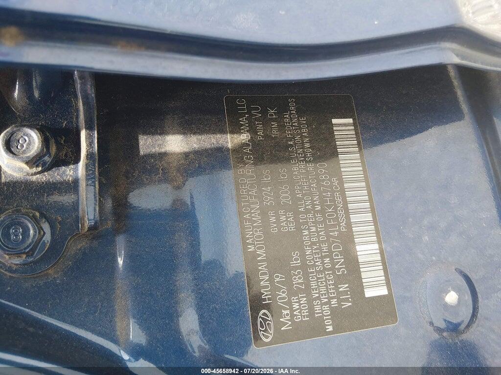5NPD74LF0KH476890 2019 HYUNDAI ELANTRA photo no. 9