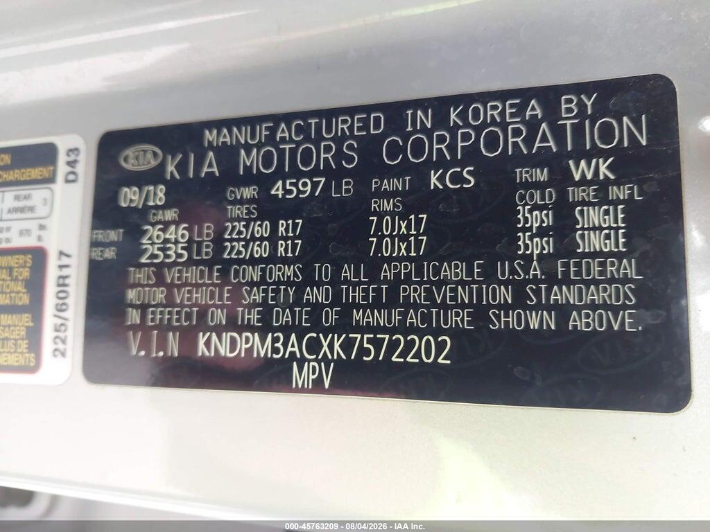 KNDPM3ACXK7572202 2019 KIA SPORTAGE photo no. 9