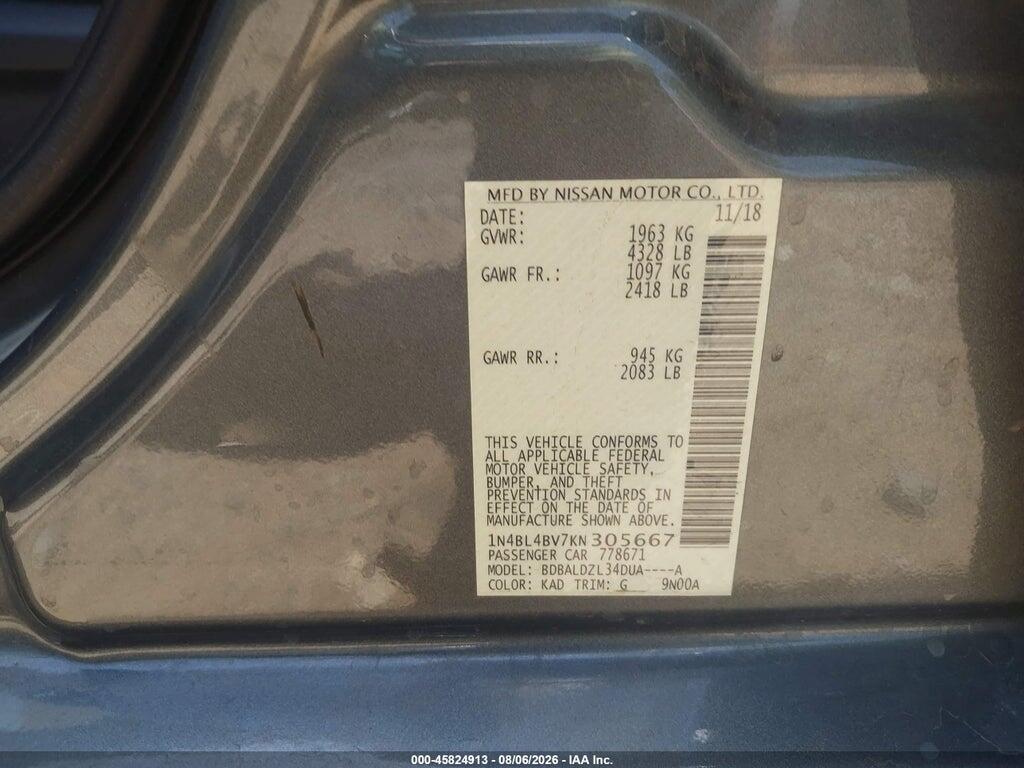 1N4BL4BV7KN305667 2019 NISSAN ALTIMA photo no. 9