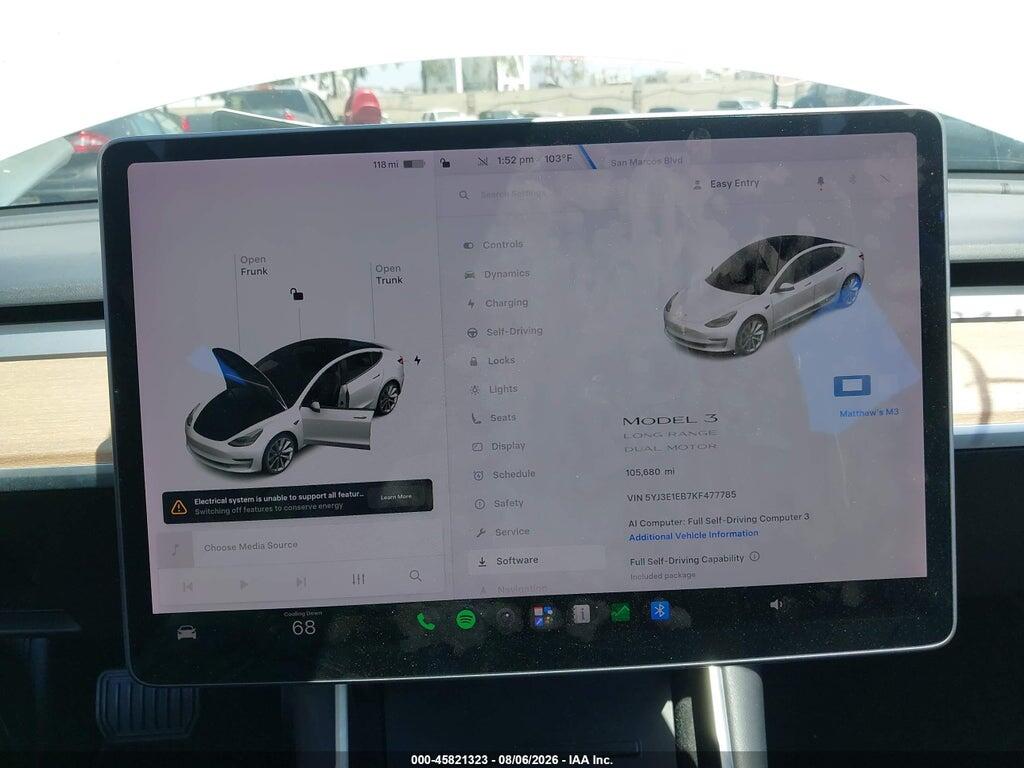 5YJ3E1EB7KF477785 2019 TESLA MODEL 3 photo no. 7