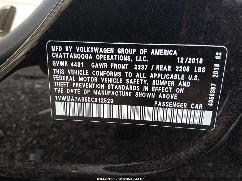 1VWMA7A35KC012529 2019 VOLKSWAGEN PASSAT photo no. 9