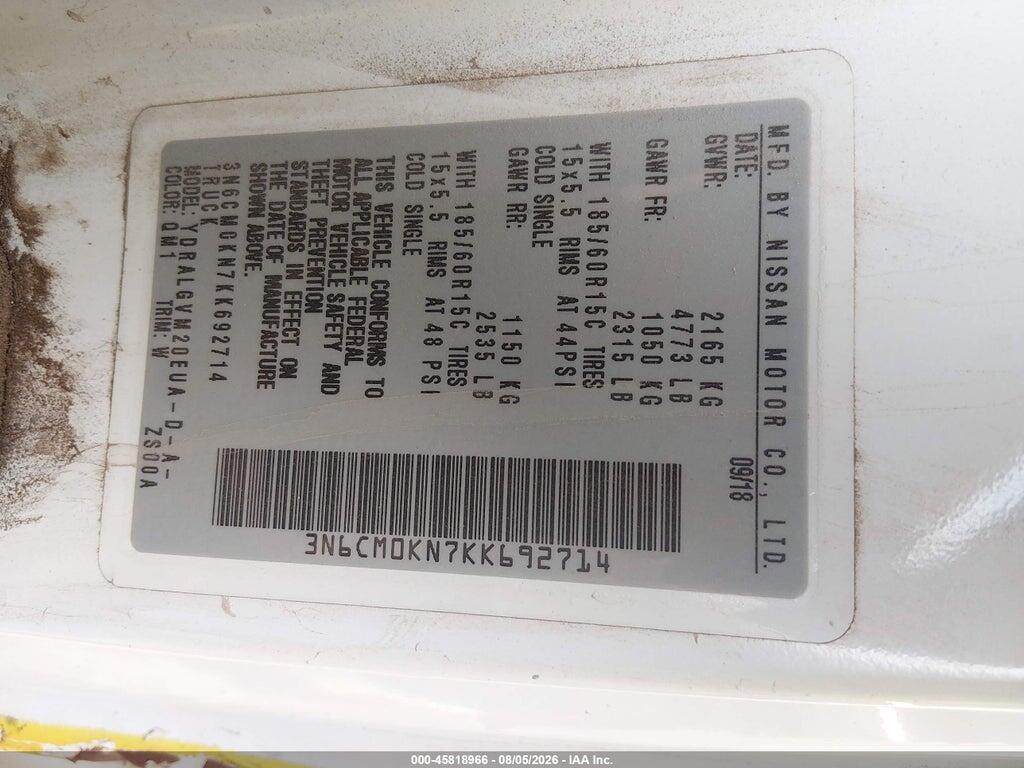 3N6CM0KN7KK692714 2019 NISSAN NV200 photo no. 9