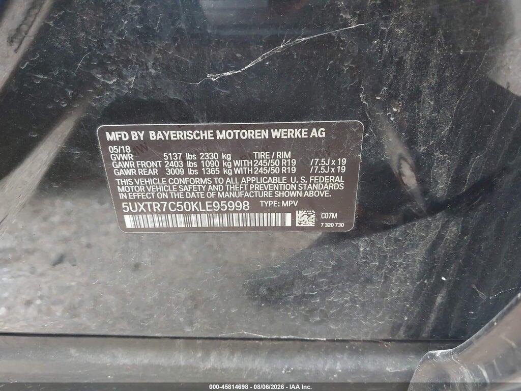 5UXTR7C50KLE95998 2019 BMW X3 photo no. 9