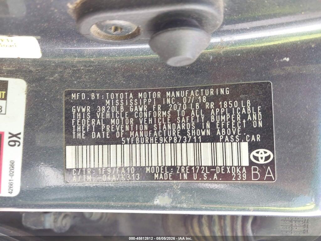 5YFBURHE9KP873711 2019 TOYOTA COROLLA photo no. 9