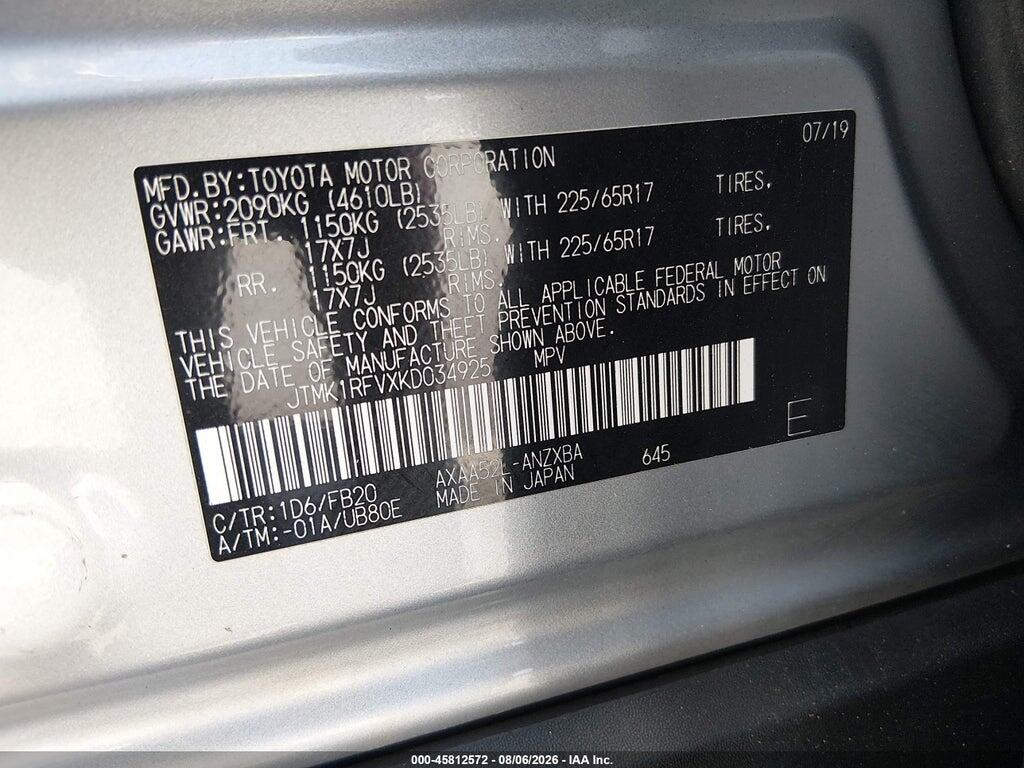 JTMK1RFVXKD034925 2019 TOYOTA RAV4 photo no. 9
