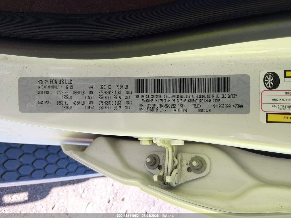 1C6SRFJT8KN902192 2019 RAM 1500 photo no. 9