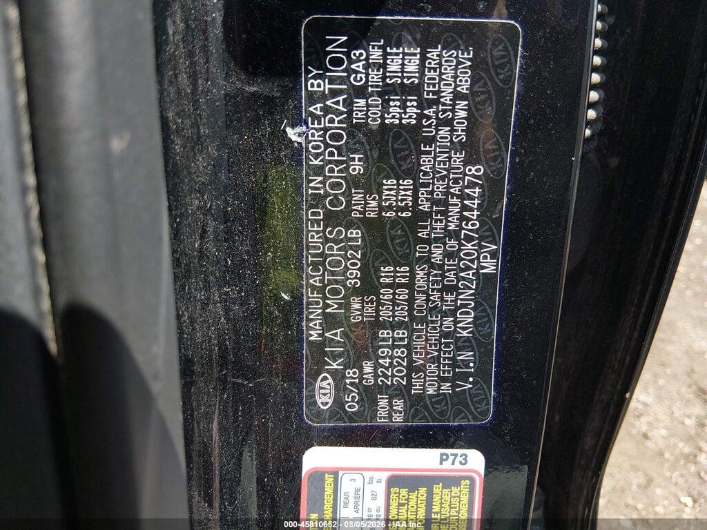 KNDJN2A20K7644478 2019 KIA SOUL photo no. 9