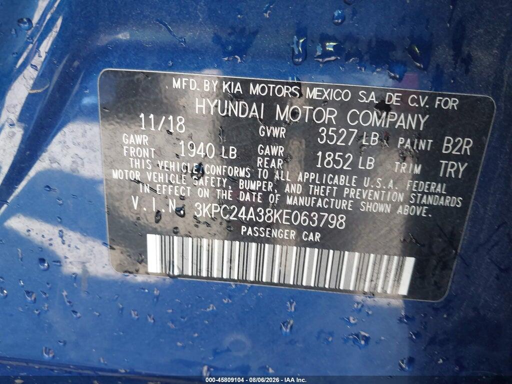 3KPC24A38KE063798 2019 HYUNDAI ACCENT photo no. 9