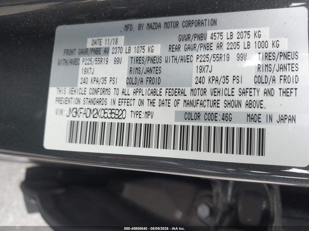 JM3KFADM2K0535920 2019 MAZDA CX-5 photo no. 9