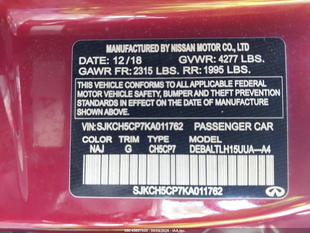 SJKCH5CP7KA011762 2019 INFINITI QX30 photo no. 9