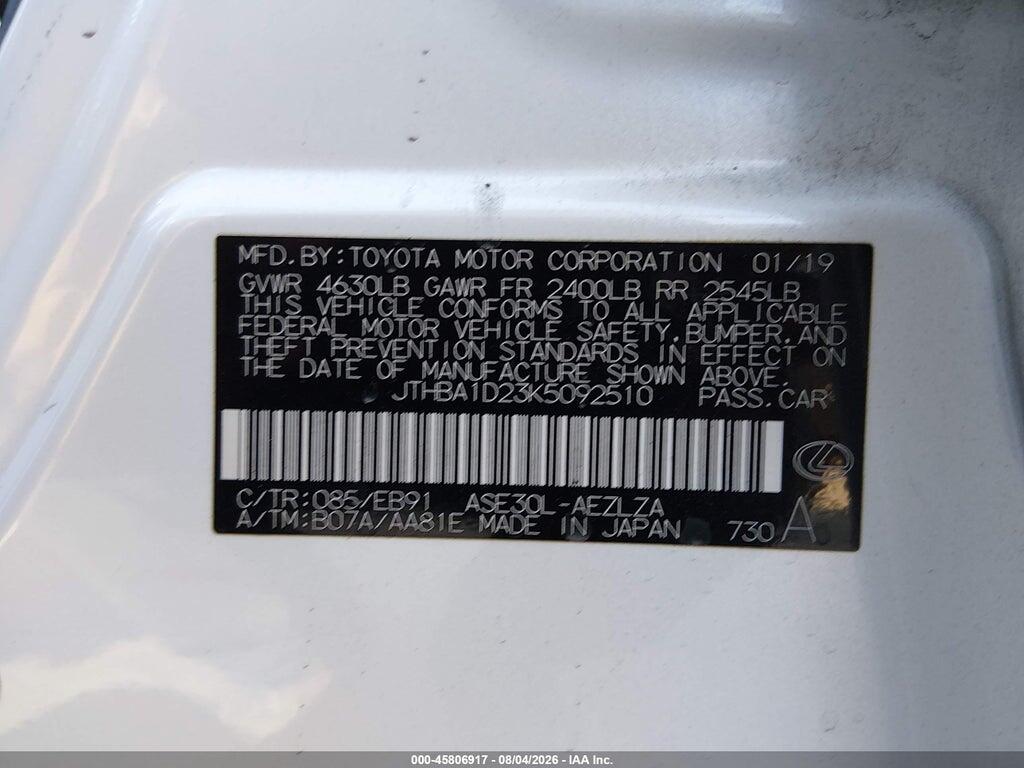 JTHBA1D23K5092510 2019 LEXUS IS 300 photo no. 9