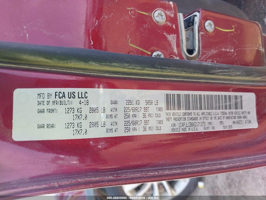 1C4PJLCB6KD171373 2019 JEEP CHEROKEE photo no. 9
