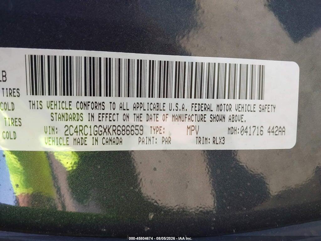 2C4RC1GGXKR686659 2019 CHRYSLER PACIFICA photo no. 9