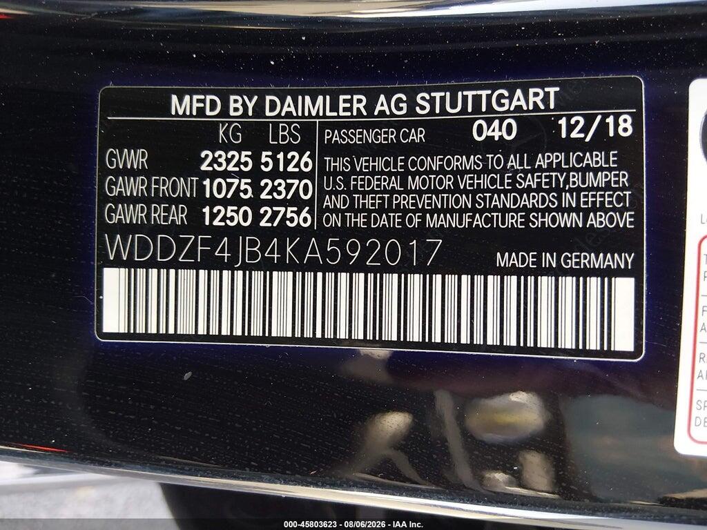 WDDZF4JB4KA592017 2019 MERCEDES-BENZ E 300 photo no. 9