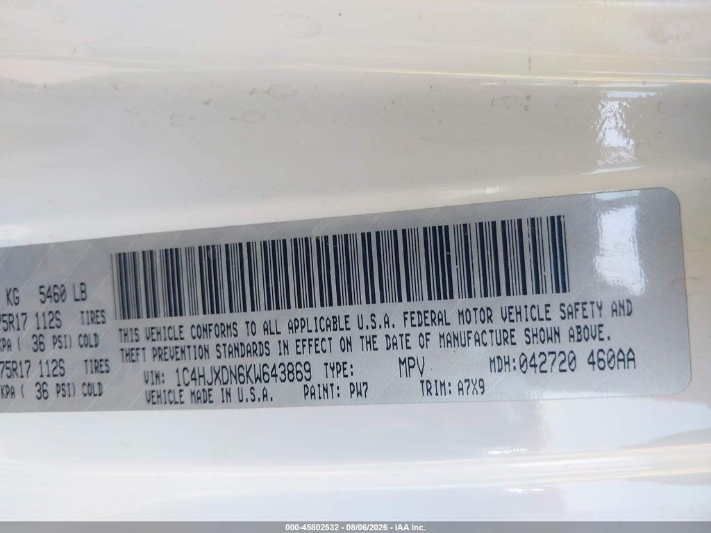 1C4HJXDN6KW643869 2019 JEEP WRANGLER UNLIMITED photo no. 9