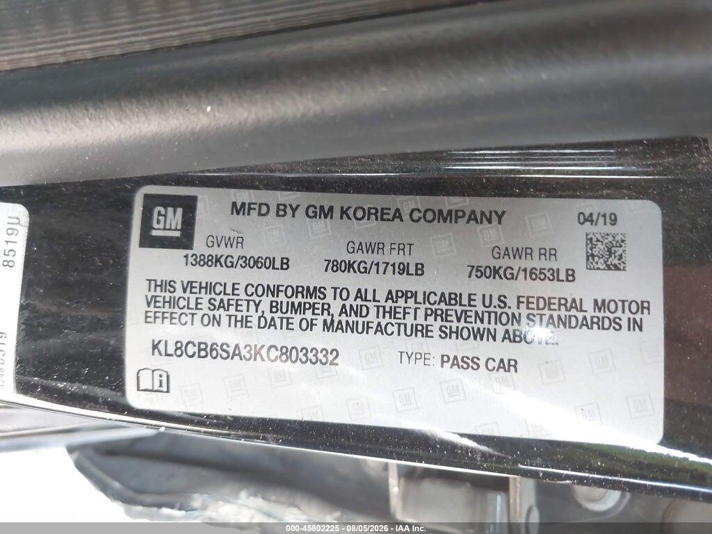 KL8CB6SA3KC803332 2019 CHEVROLET SPARK photo no. 9