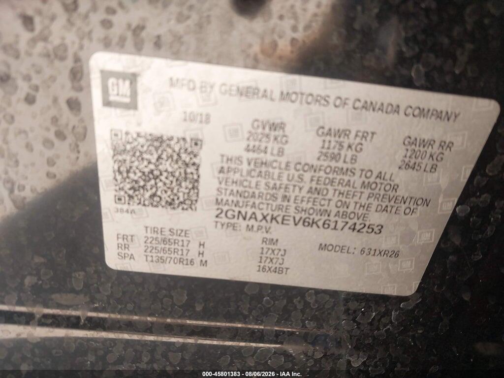 2GNAXKEV6K6174253 2019 CHEVROLET EQUINOX photo no. 9