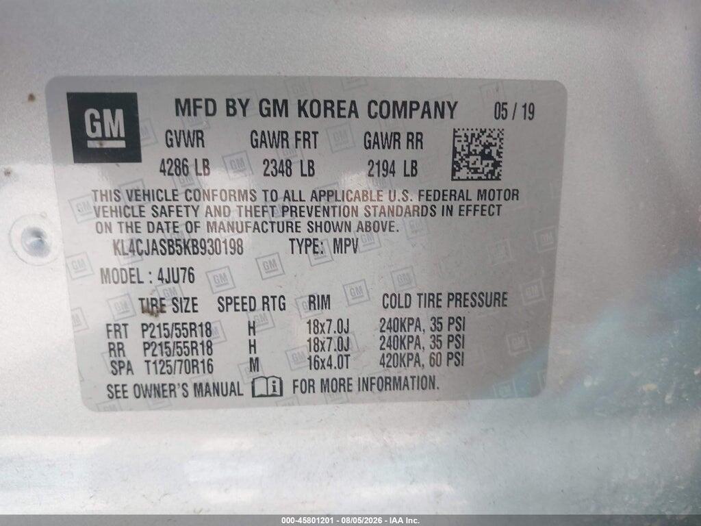 KL4CJASB5KB930198 2019 BUICK ENCORE photo no. 9