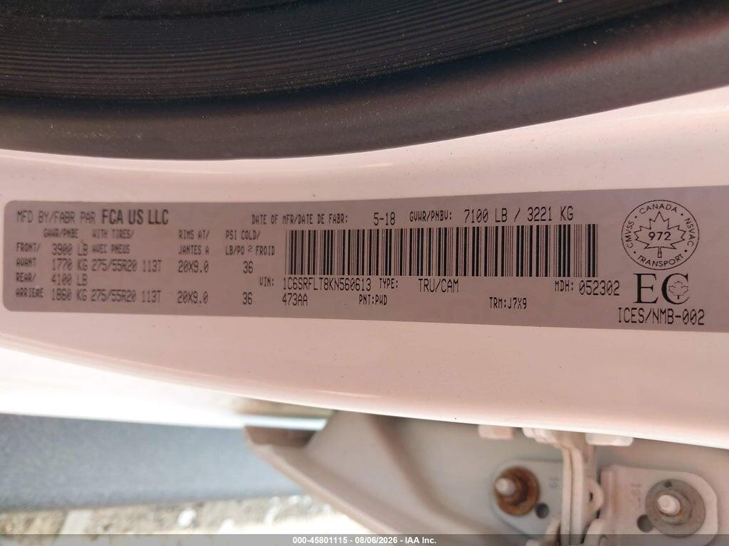 1C6SRFLT8KN560613 2019 RAM 1500 photo no. 9