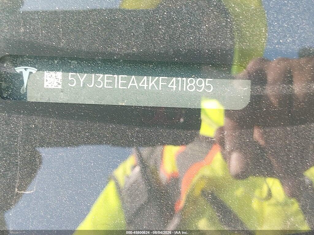 5YJ3E1EA4KF411895 2019 TESLA MODEL 3 photo no. 9