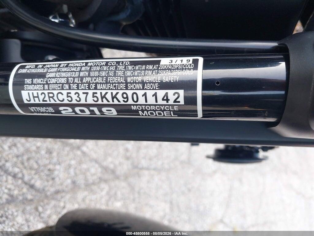 JH2RC5375KK901142 2019 HONDA VT750 photo no. 10
