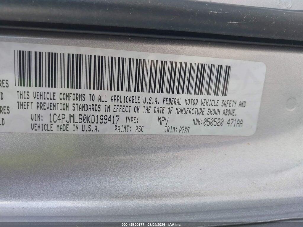 1C4PJMLB0KD199417 2019 JEEP CHEROKEE photo no. 9