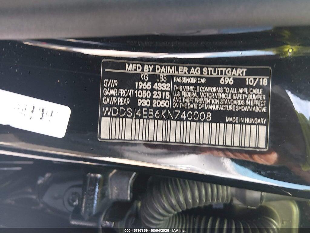 WDDSJ4EB6KN740008 2019 MERCEDES-BENZ CLA 250 photo no. 9