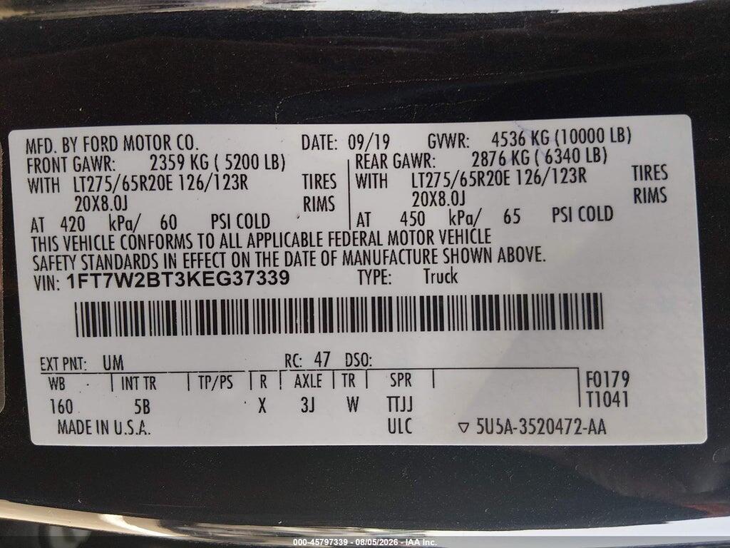 1FT7W2BT3KEG37339 2019 FORD F-250 photo no. 9