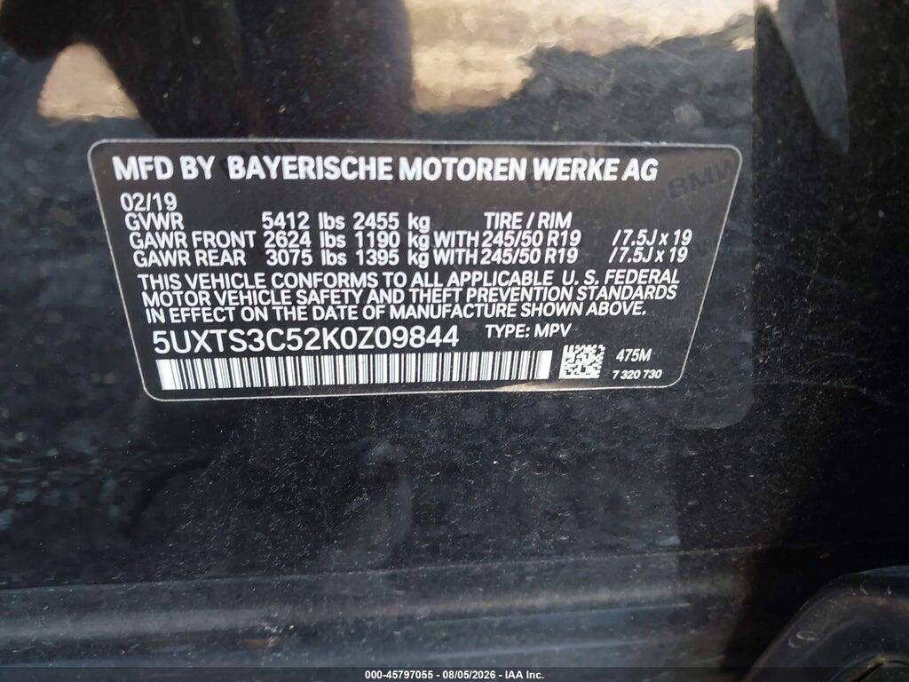 5UXTS3C52K0Z09844 2019 BMW X3 photo no. 9