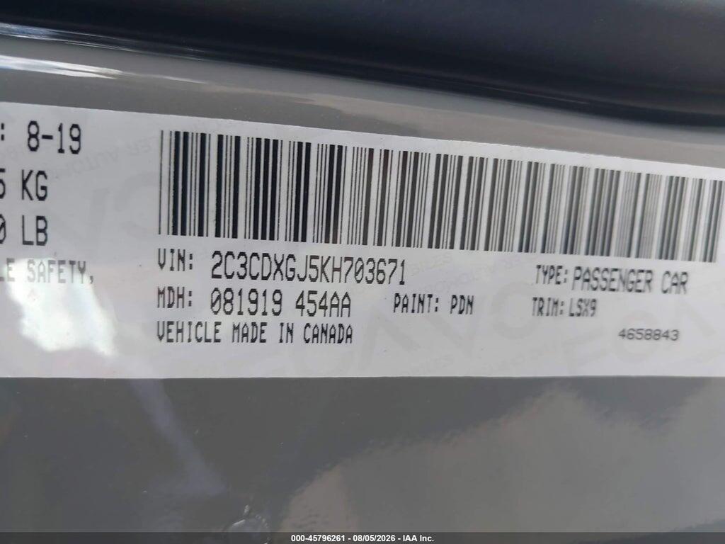2C3CDXGJ5KH703671 2019 DODGE CHARGER photo no. 9