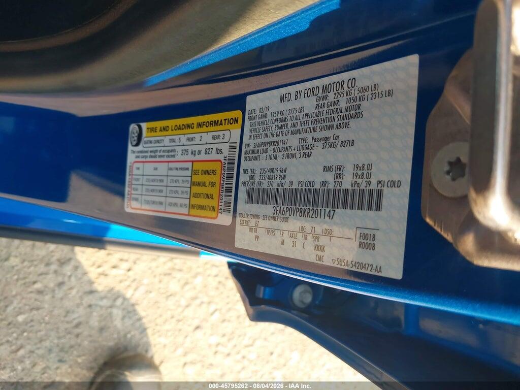 3FA6P0VP8KR201147 2019 FORD FUSION photo no. 9