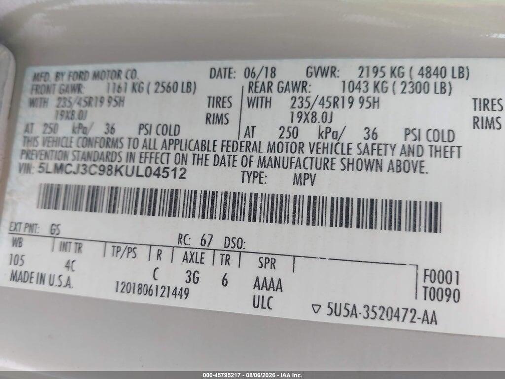 5LMCJ3C98KUL04512 2019 LINCOLN MKC photo no. 9
