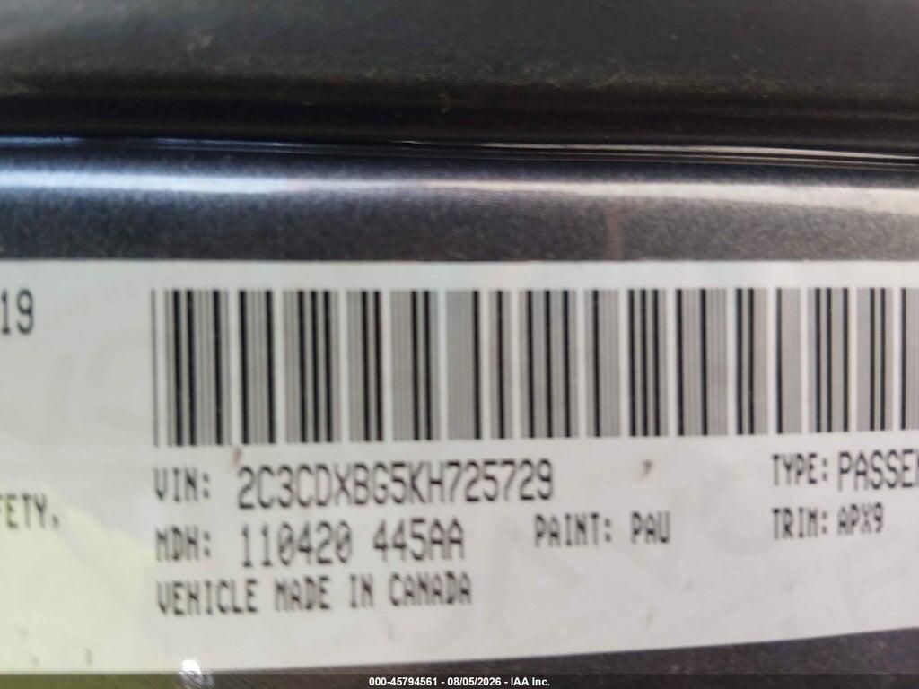 2C3CDXBG5KH725729 2019 DODGE CHARGER photo no. 9