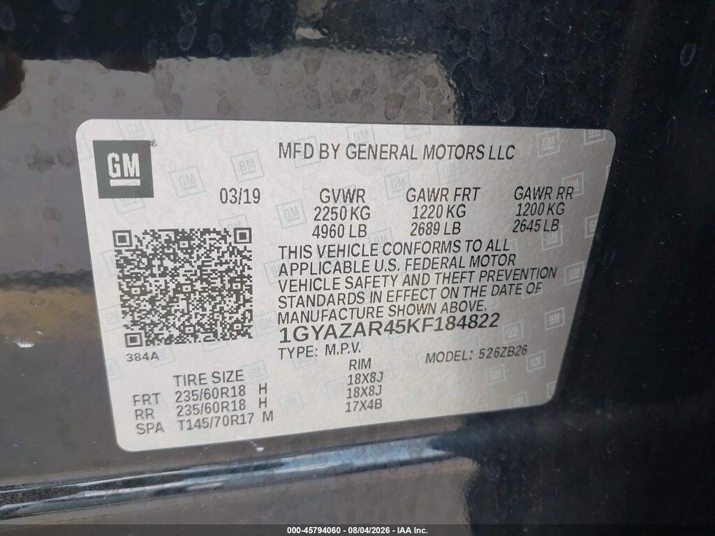 1GYAZAR45KF184822 2019 CADILLAC XT4 photo no. 9