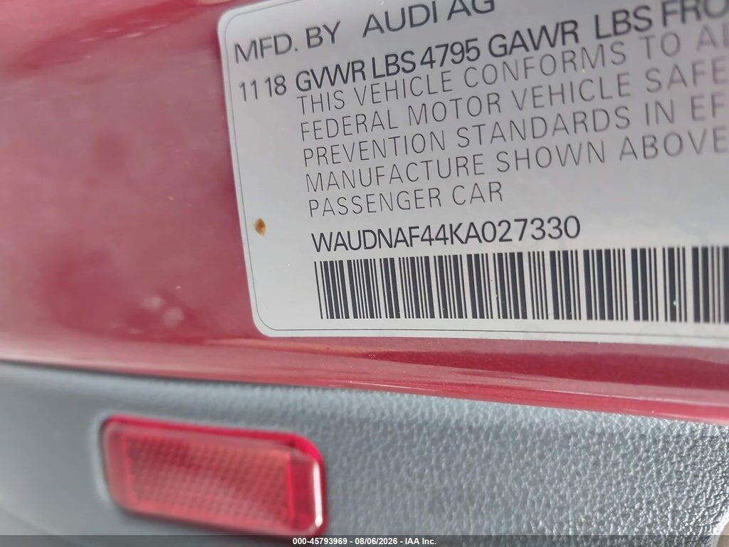 WAUDNAF44KA027330 2019 AUDI A4 photo no. 9