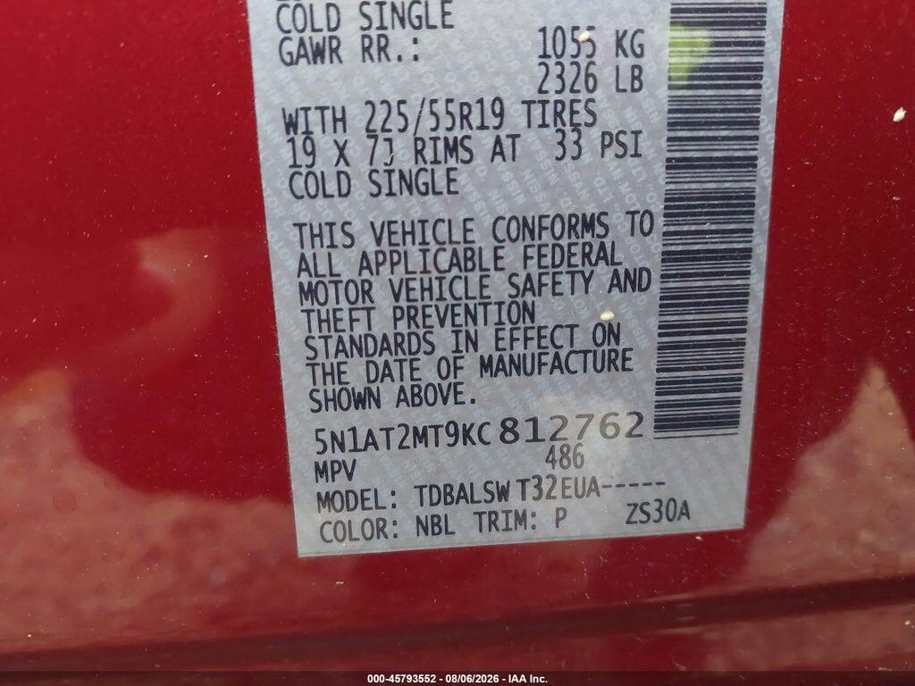 5N1AT2MT9KC812762 2019 NISSAN ROGUE photo no. 9
