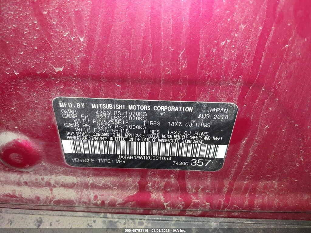 JA4AR4AW1KU001054 2019 MITSUBISHI OUTLANDER SPORT photo no. 9