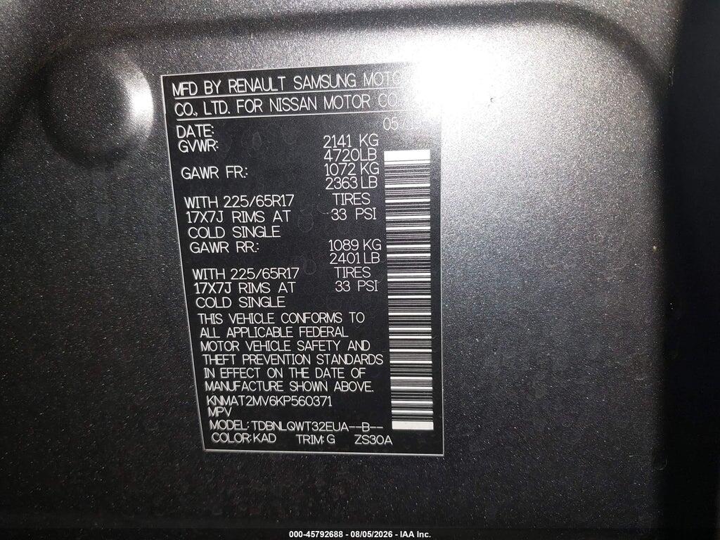 KNMAT2MV6KP560371 2019 NISSAN ROGUE photo no. 9